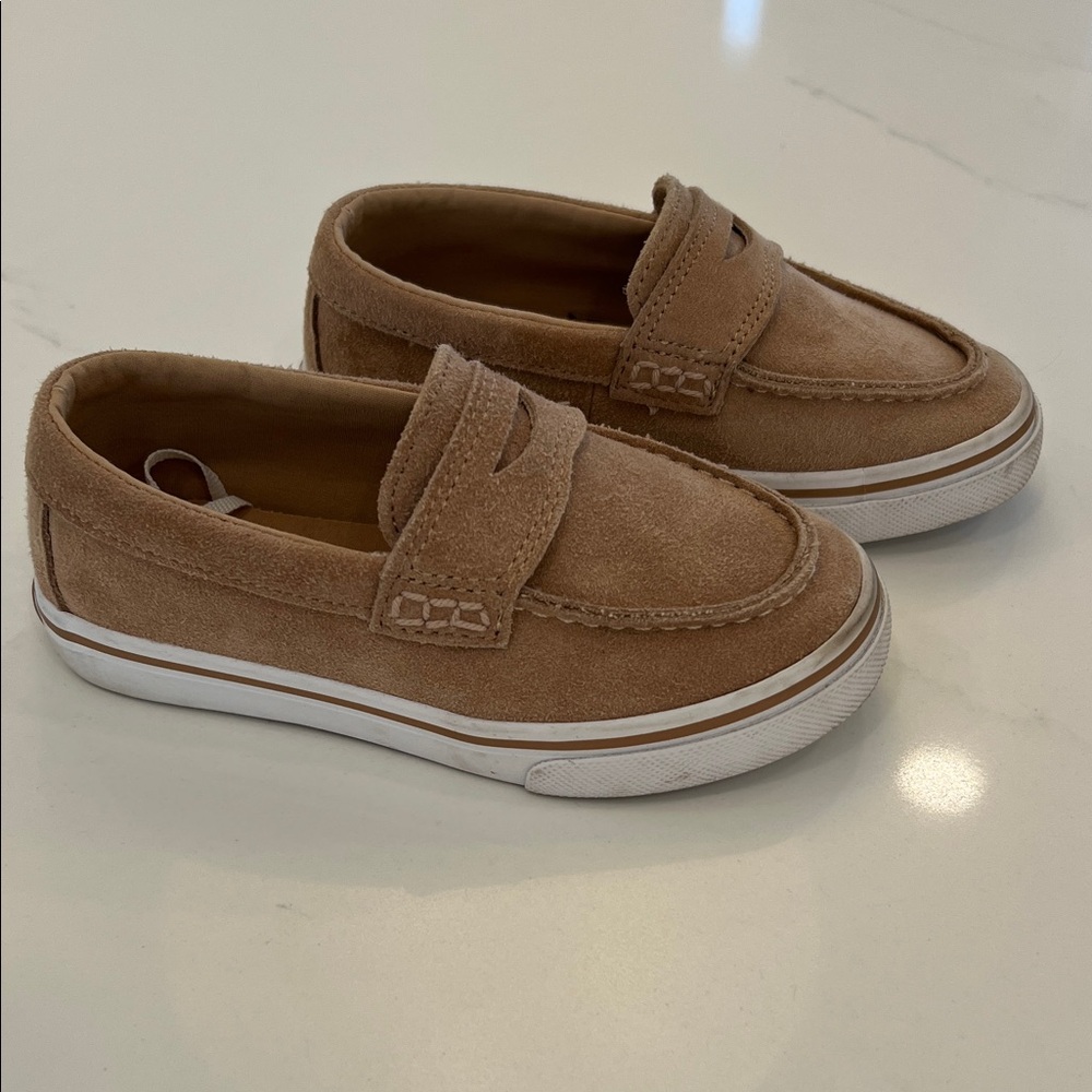 Janie and Jack Suede Moccasin Sneakers in Tan